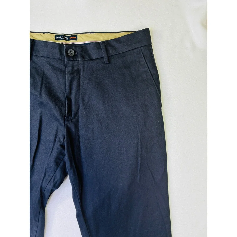 Dockers Mens Flex Straight Fit Chino Pants Navy Blue Cotton Blend Twill 34x32